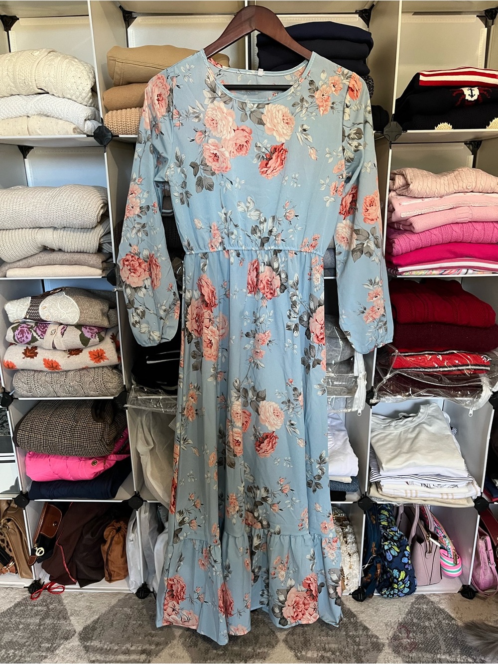 NWOT Blue Floral Maxi Dress